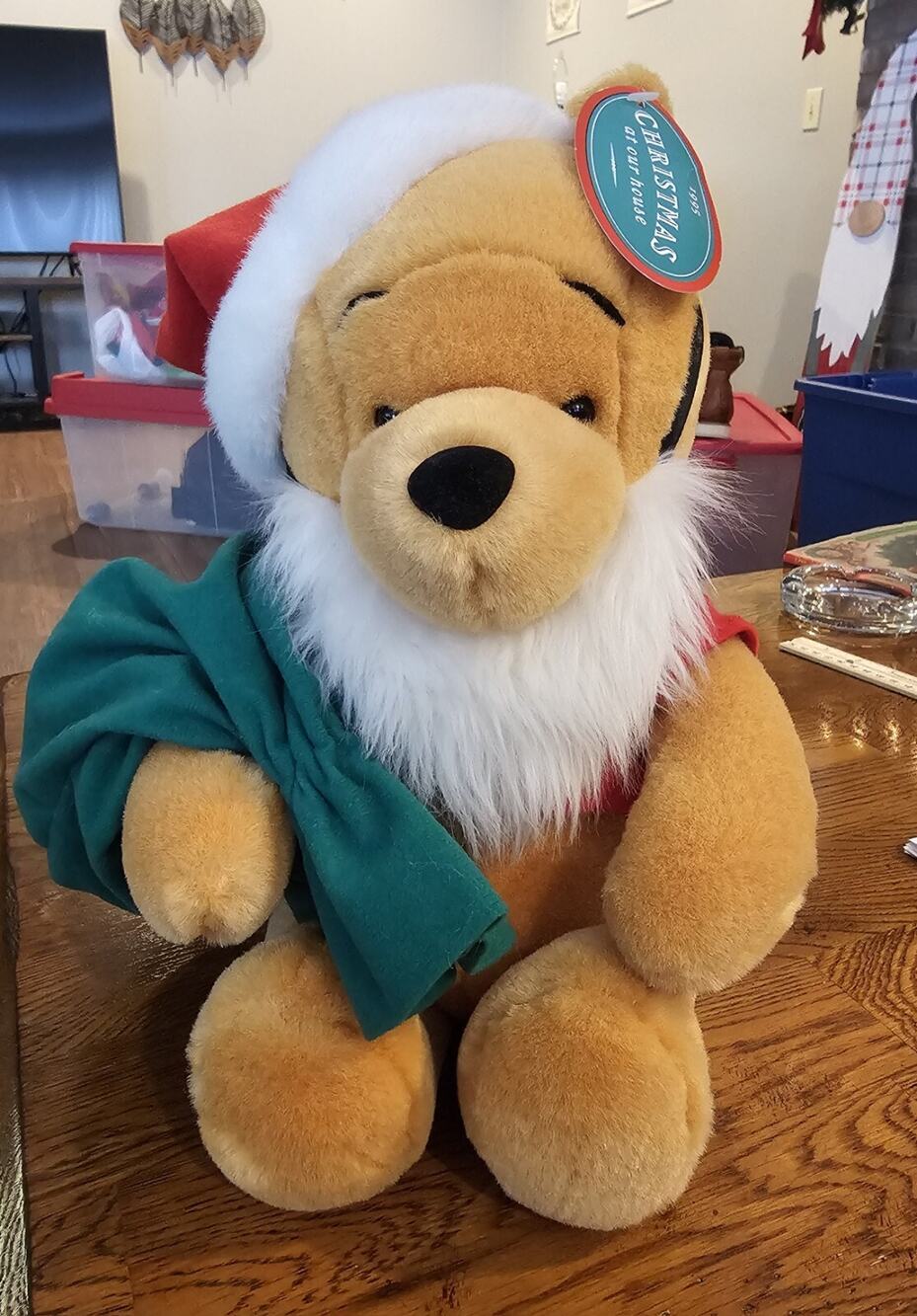 Vintage 1995 Disney Winnie the Pooh "Christmas At Our House" Santa Plush